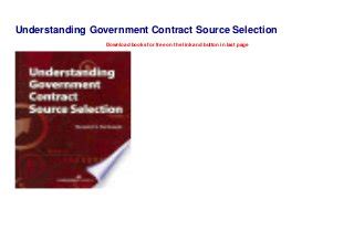 understanding government contract source selection Kindle Editon