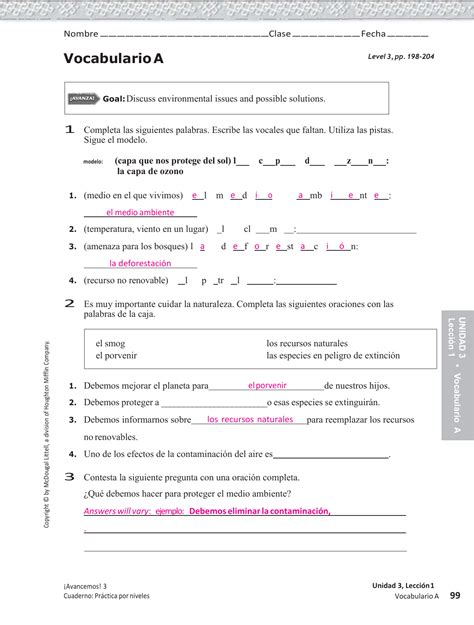 unidad 6 leccion 2 vocabulario a answers Reader