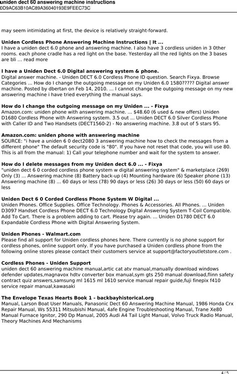 uniden dect 60 instructions manual Epub