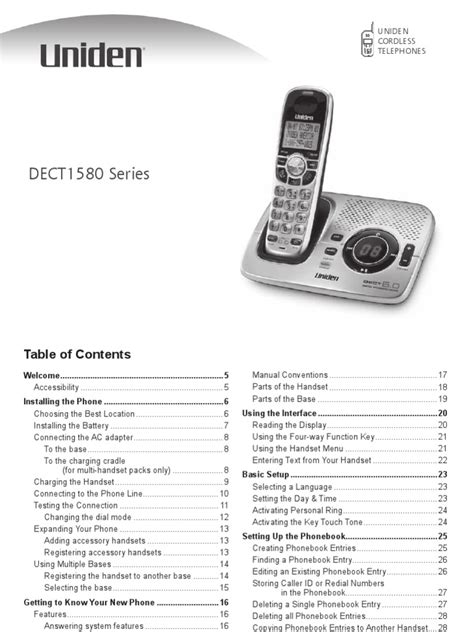 uniden dect1580 2 manual PDF