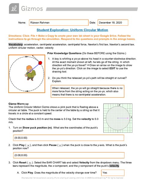 uniform circular motion gizmo answers PDF
