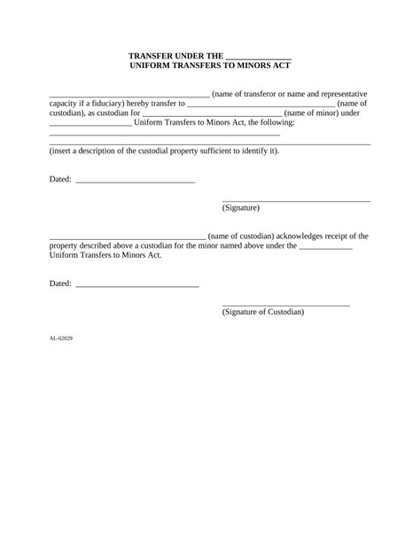 uniform transfer to minors act form