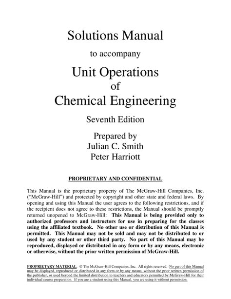 unit operations of chemical engineering solutions manual Epub