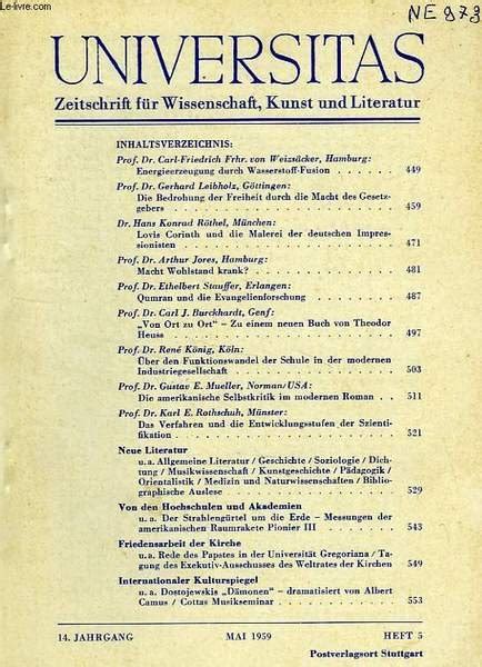 universitas zeitschrift fr wissenschaft kunst und literatur september 1959 Epub