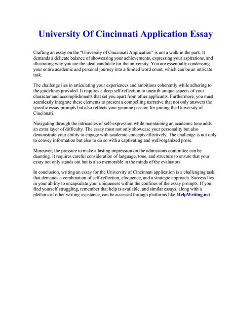 university of cincinnati application essay Reader