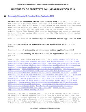 university of freestate online application 2016 Reader