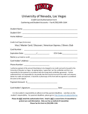 unlv credit card authorization form PDF