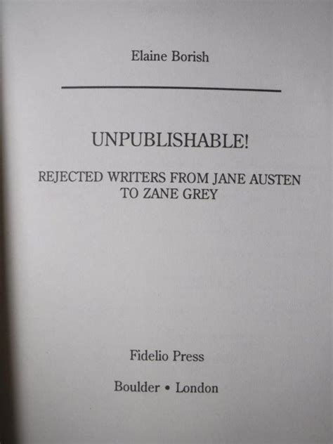 unpublishable rejected writers from jane austen to zane grey PDF