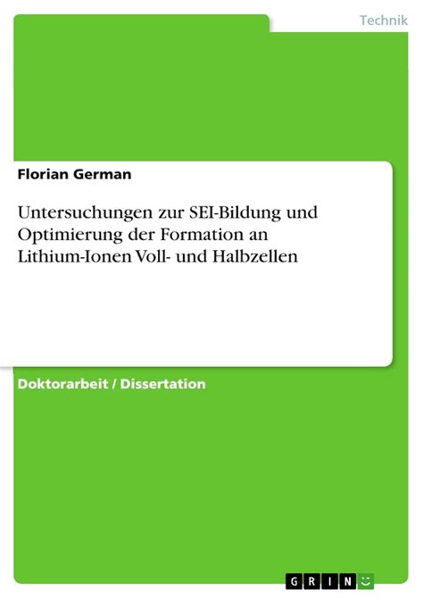 untersuchungen sei bildung optimierung lithium ionen halbzellen Reader
