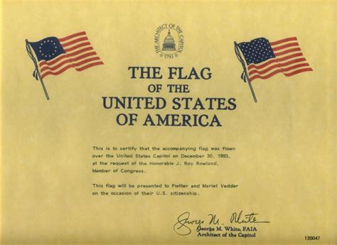 us flag flown authenticity certificate template PDF