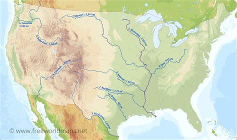 usa map with rivers