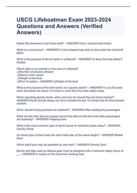 uscg lifeboatman exam questions Ebook PDF