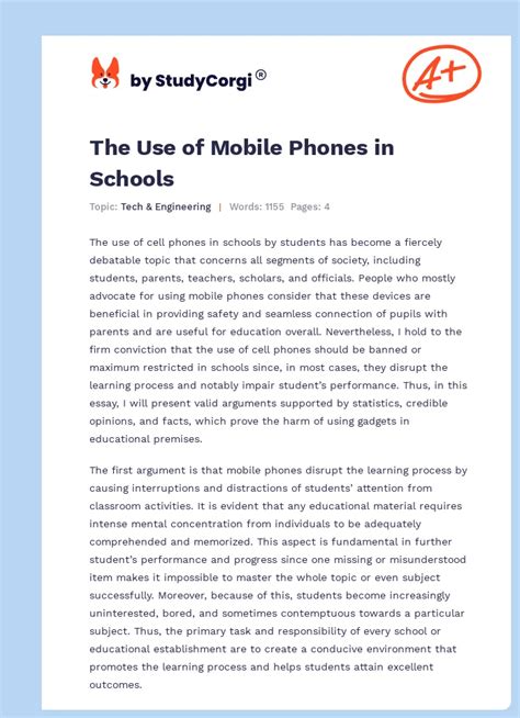 use of mobile phones in schools essay Reader