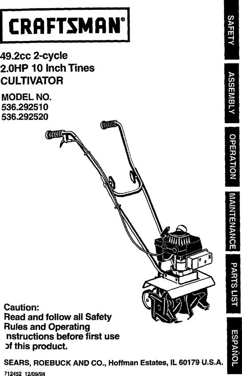 user manual craftsman cultivator Doc