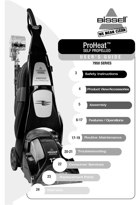 user manual for bissel proheat 2 x model 9200 07184c PDF