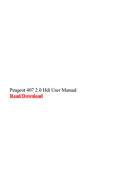 user manual for peugeot 407 Epub