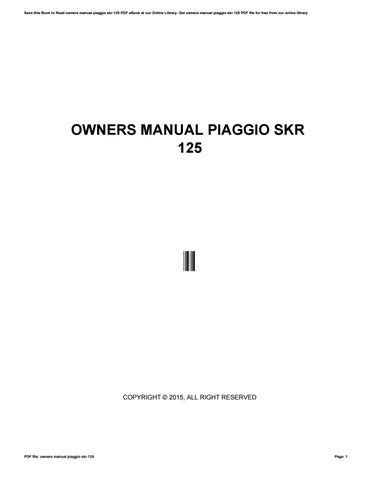 user manual piaggio skr 125 PDF