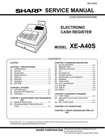 user manual sharp xe a40s PDF