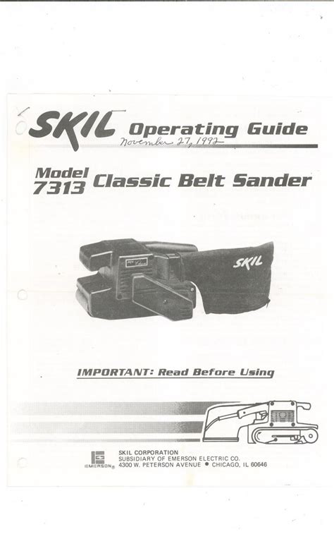 user s manual for skill 7313 sander Doc