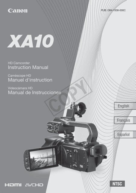 users manual canon xa10 PDF