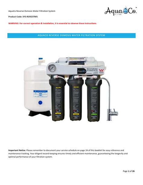 users manual reverse osmosis pdf Doc