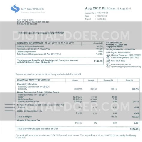 utility bill singapore