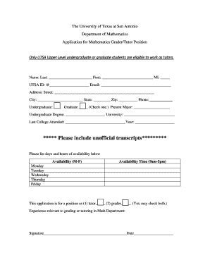 utsa unofficial transcript