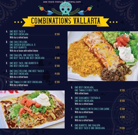 vallarta mexican restaurant menu