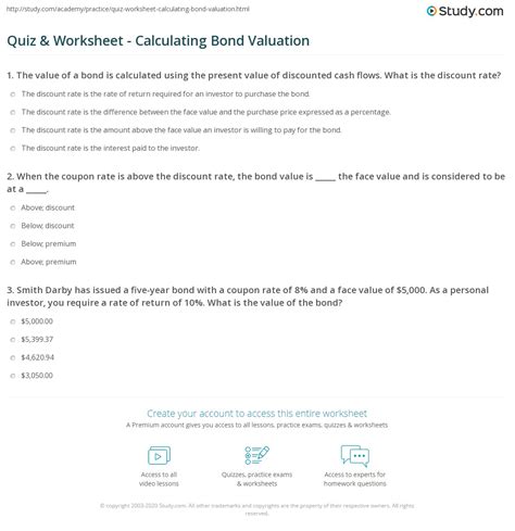 valuation quiz