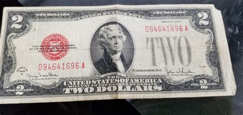 value of 1953 two dollar bill with red seal