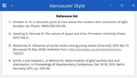 vancouver system citation generator