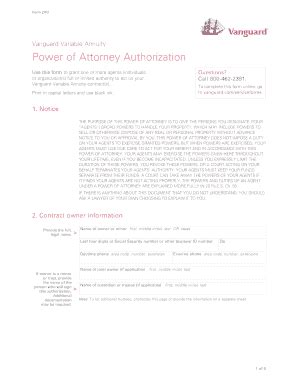 vanguard power of attorney form