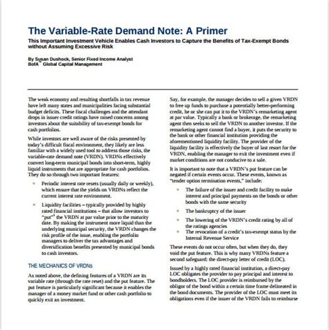 variable rate demand notes