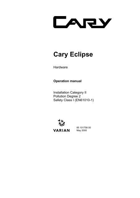 varian cary eclipse manual pdf Reader