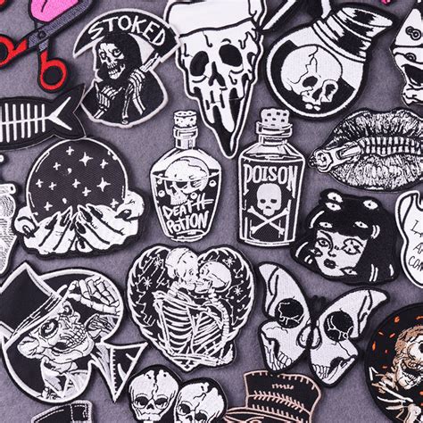 variety pack black and white iron on patches