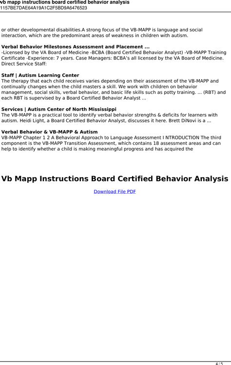vb mapp instructions board certified behavior analysis PDF