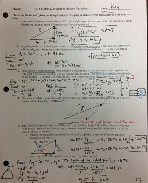 vectors and projectiles worksheet answers Reader