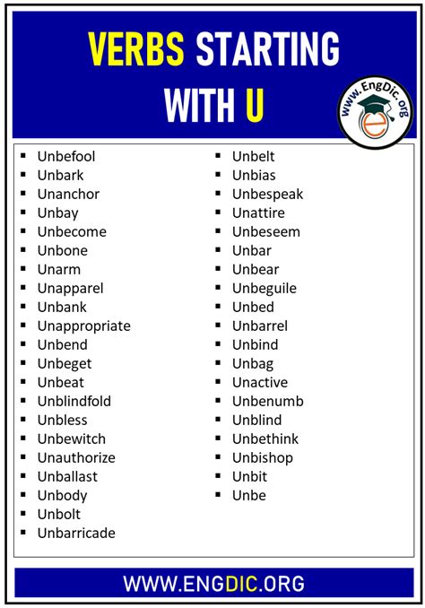 verbs beginning with u