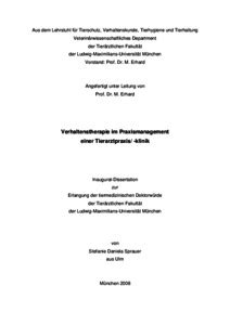verhaltenstherapie praxismanagement einer tierarztpraxis klinik Doc