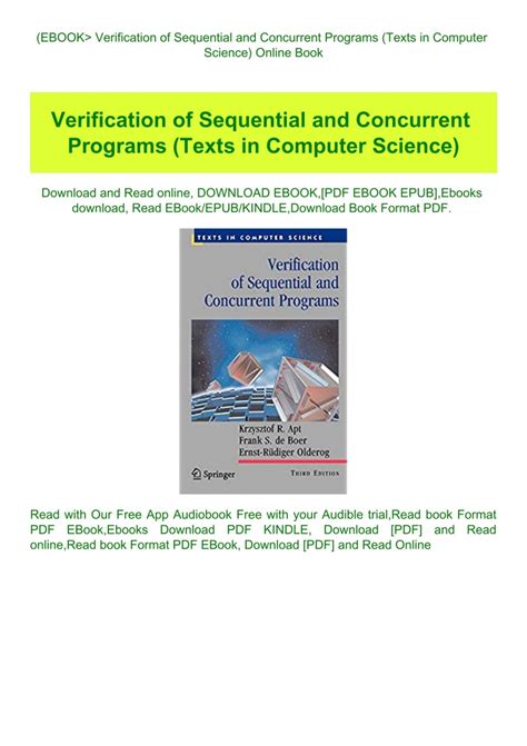 verification of sequential and concurrent programs texts in computer science Reader