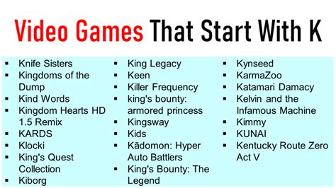 video games beginning with k