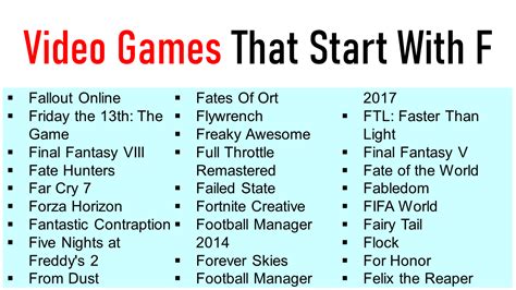 video games starting with f