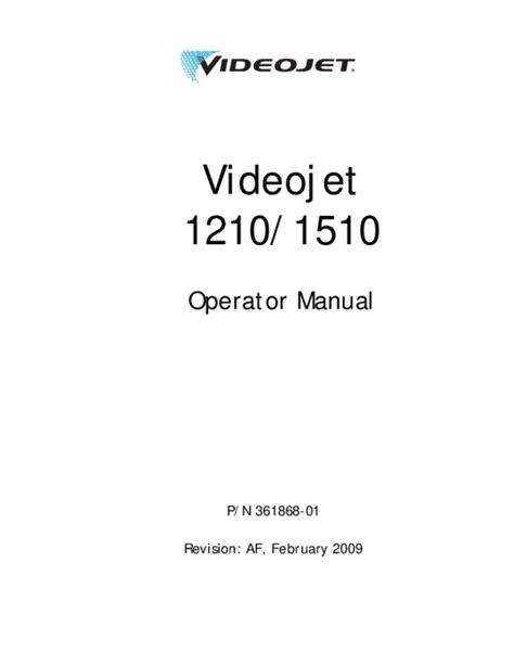 videojet 1210 1510 operator manual PDF