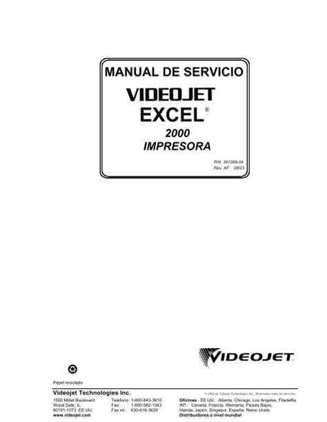 videojet excel 2000 service manual Reader