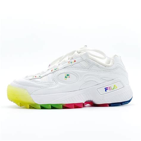 vintage y2k fila disruptor neon white chunky sneakers rainbow