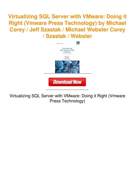 virtualizing sql server with vmware doing it right vmware press technology Epub