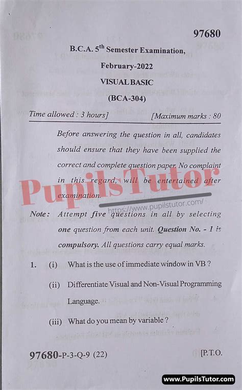 visual basic question paper for bca Doc