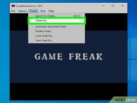 visual boy advance unsportted cheat lsit type