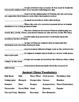 vocabulary builder activity early china answers Reader