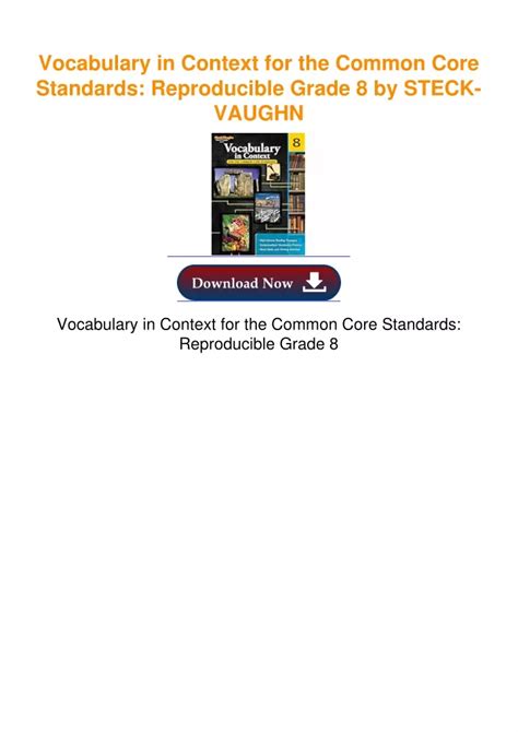 vocabulary in context for the common core standards reproducible grade 8 Reader